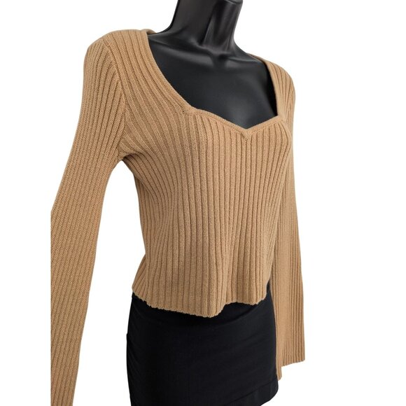 Hollister Ribbed Knit Sweater Top Bell Sleeve Y2K Soft Girl Preppy Fitted Size S - Picture 4 of 9